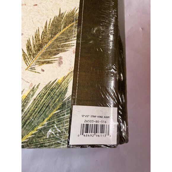 12" X 12" Strap-Hinge Scrapbook Album With Palm Leaf Print & Olive Spine - Picture 5 of 6